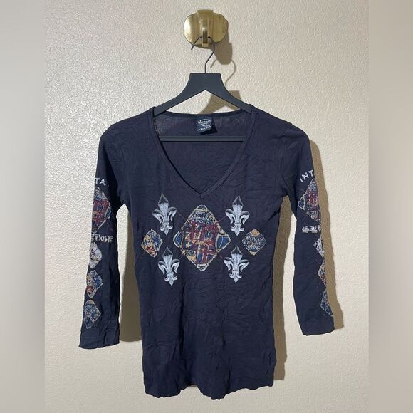 Sledge USA Women's Navy Vintage Long Sleeve Top - Picture 1 of 6